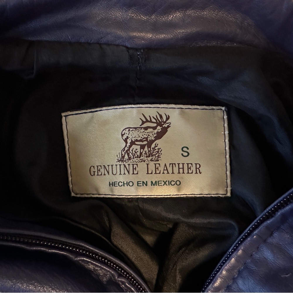 Genuine leather jacket - Navy blue size small